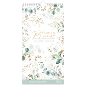 Familienplaner Kompakt 2025/2026 4-spaltig, Blattgold