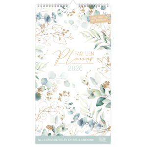 Familienplaner 2026, 5-spaltig, Blattgold