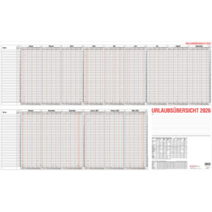 Urlaubsübersicht - max. 40 Mitarbeiter, 100 x 60 cm