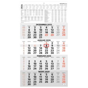 4-Monats-Wandkalender 959 - 33 x 59 cm, schwarz/rot