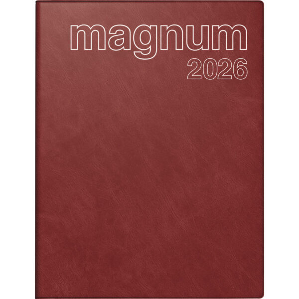 Buchkalender magnum 2026 - 1 Woche / 2 Seiten, 18,3 x 24 cm, weinrot