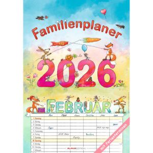 Familienplaner Cartoon - 23,7 x 34 cm, 6 Spalten