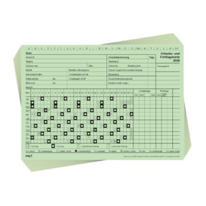 Urlaubs- und Fehltagekarte 2026 mit grafischer Darstellung, DIN A5 quer, 10 Stück, grün