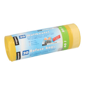 Müllbeutel mit Zugband - 60 L, HDPE, gelb, 20 Stück