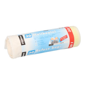 Müllbeutel mit Zugband - 30 L, LDPE, weiß, 30 Stück