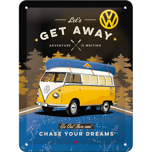 Blechschild VW Bulli Let's Get Away Night