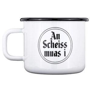 Haferl An Scheiss muas i Emaille 0,4 L