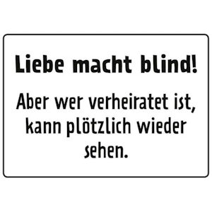 Blechpostkarte Liebe macht Blind