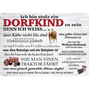 Blechpostkarte Stolzes Dorfkind