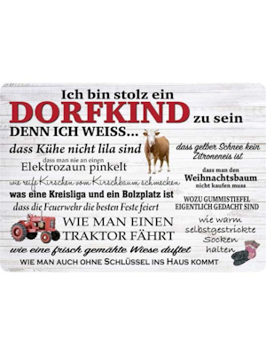 Blechpostkarte Stolzes Dorfkind