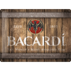 Blechschild Bacardi Wood Barrel Logo