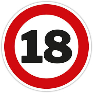 Blechschild rund 18 Jahre