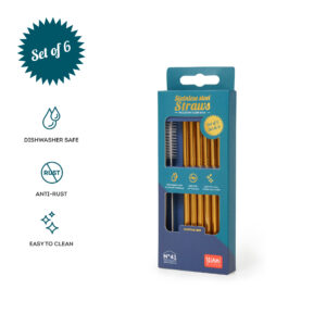 Edelstahlstrohhalme gold 6er mit Bürste