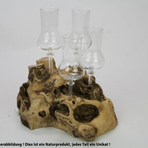 Holzwurzel mit 4 Stamperl