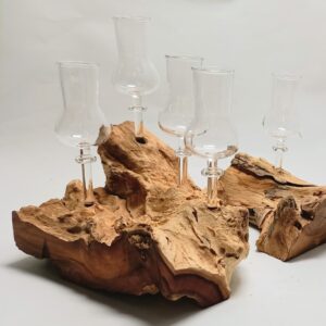 Holzwurzel mit 4 Stamperl klein