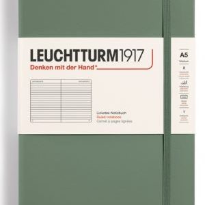 Notizbuch Medium (A5) Hardcover 251 nummerierte Seiten, Olive, Liniert