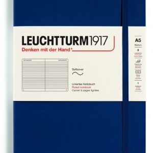 Notizbuch Medium (A5) Softcover 123 nummerierte Seiten, Marine, Liniert