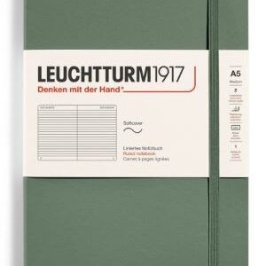 Notizbuch Medium (A5) Softcover 123 nummerierte Seiten, Olive, Liniert