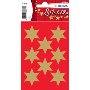 3925 Sticker DECOR Sterne 6-zackig, gold Ø 33 mm beglimmert