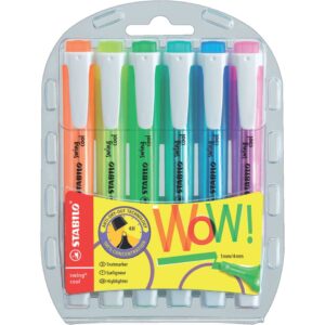 Textmarker swing® cool, Kunststoffetui mit 6 Stiften, sortiert