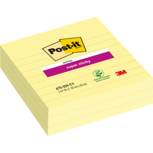 Haftnotizblock Super Sticky Notes, 101 x 101 mm, liniert, gelb, 3 x 70 Blatt