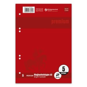 Ringbucheinlage PREMIUM LIN 5 - A5, 90 g/qm, 50 Blatt