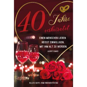 Rubinhochzeitskarte - inkl. Umschlag