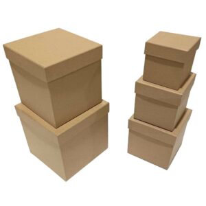 Geschenkkarton natur Packpapier 5-teilig Würfel