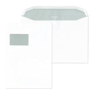 Versandtasche C4, mit Fenster, nassklebend, 100 g/qm, weiss