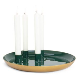 Adventskerzenhalter, 26 x 3 x 26 cm, Metall, grün
