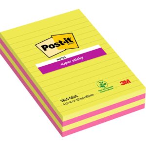 Haftnotizblock Super Sticky Notes, 127 x 203 mm, neongrün, powerpink, 2 x 45 Blatt
