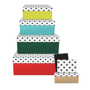 Weihnachts-Geschenkkarton Sterne Flach, 6-teilig, sortiert