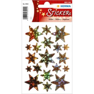 3902 Sticker DECOR Sterne 6-zackig, gold, Holographie