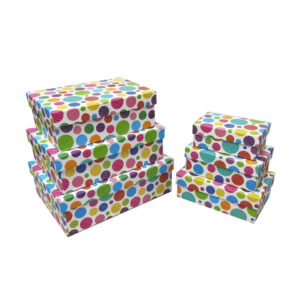 Geschenkkarton Punkte, 6-teilig, bunt