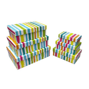 Geschenkkarton Streifen, 6-teilig, bunt