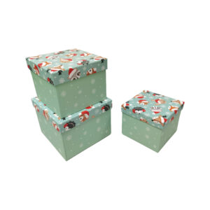 Weihnachts-Geschenkkarton Kind Wintertiere, 3-teilig, hellblau