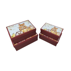 Geschenkkarton Herbsttiere, 4-teilig, rotbraun