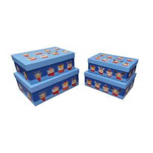 Weihnachts-Geschenkkarton Kind Wintertiere, 4-teilig, blau