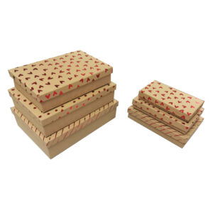 Geschenkkarton, 6-teilig, Kraftpapier, natur sortiert