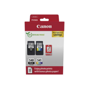 Original Canon Druckkopfpatrone Multipack schwarz + color + Fotopapier 50 Blatt PVP (5225B013,PG-540+CL-541)
