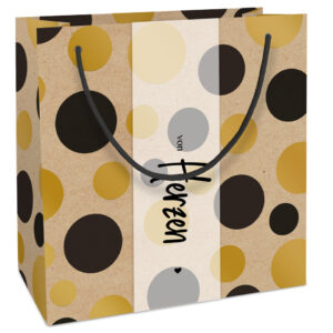 Geschenktragtasche Herzen, 21 x 20 x 8 cm, Packpapier