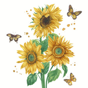 Motivserviette, Sonnenblumen Blüte, 25 x 25 cm, 3-lagig, 20 Stück