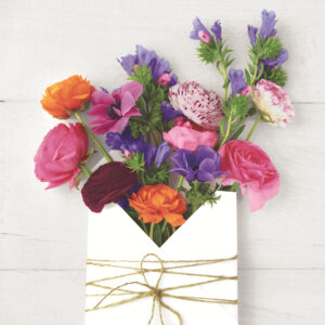 Motivserviette, Blühender Brief, 33 x 33 cm, 3-lagig, 20 Stück