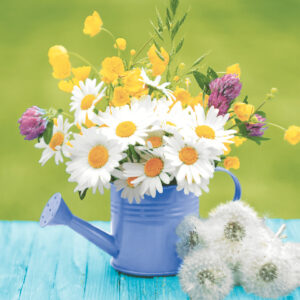 Motivserviette, Blumen in der Kanne, 33 x 33 cm, 3-lagig, 20 Stück