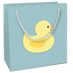 Geschenktragetasche Baby Ente, 21 x 20 x 8 cm, Packpapier, hellblau