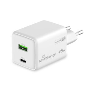 Ladegerät, USB-A/USB-C, GaN, 45W, weiß