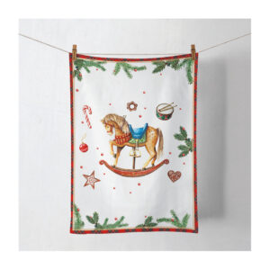 Weihnachts-Geschirrtuch klassisches Schaukelpferd, 50 x 70 cm