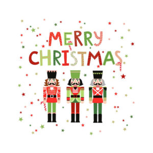 Weihnachts-Zelltuchserviette Nutcrackers, 33 x 33 cm, 3-lagig, 20 Stück