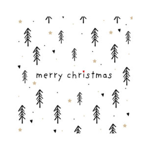 Weihnachts-Zelltuchserviette Trees + Hearts, 33 x 33 cm, 3-lagig, 20 Stück