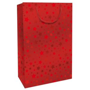 Weihnachts-Geschenktragetasche Sternchen, 36 x 26 x 13 cm, rot